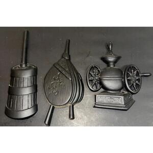 Vintage Sexton Set 3 Black Metal Wall Plaques USA MCM Farmhouse